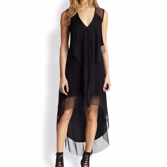 BCBGMaxAzria Dresses & Skirts - BCBG Max Azria Black Cydnee Ruffle Hi Lo Jersey